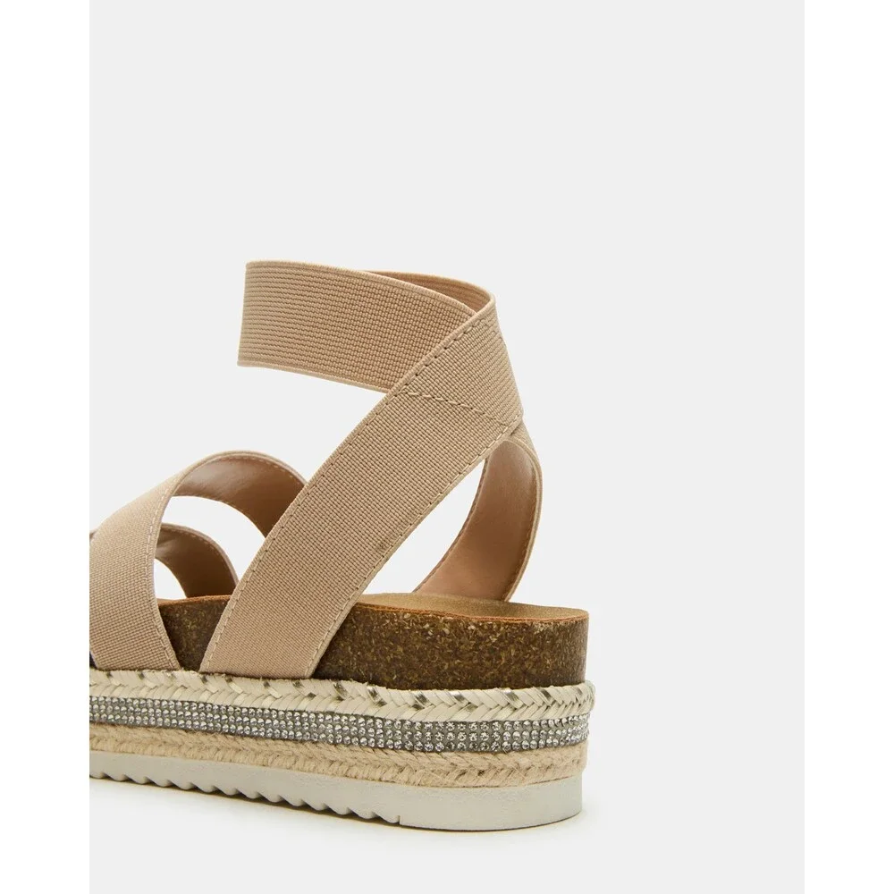 Steve Madden Charisa Sandals Kids 4 M Natural Open Toe Platform Strappy ZOGG3471
